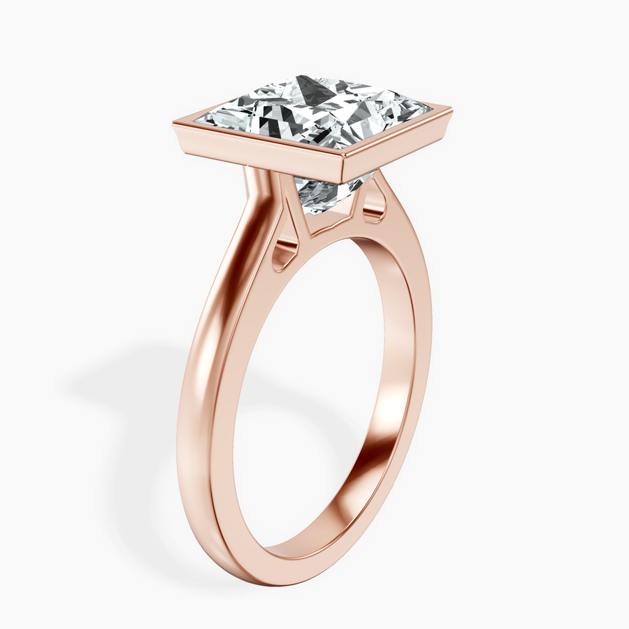 14kt Rose Gold Bezel Set Solitaire Lab Diamond Ring standing product image one