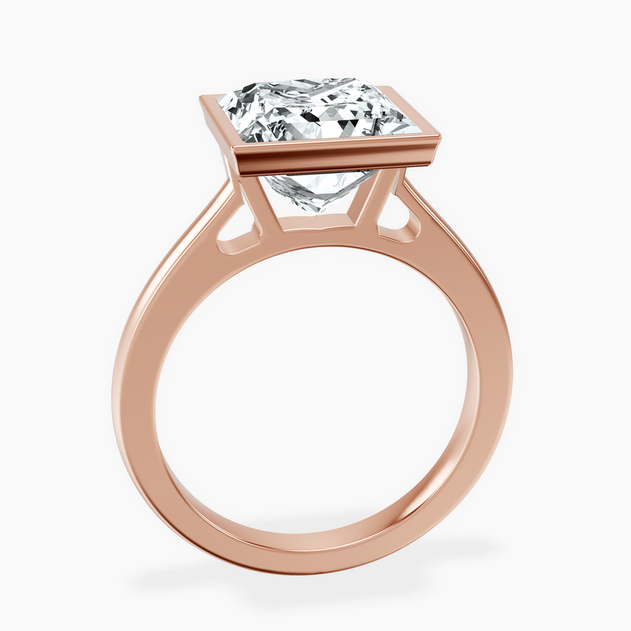 14kt Rose Gold Bezel Set Solitaire Lab Diamond Ring side right image one