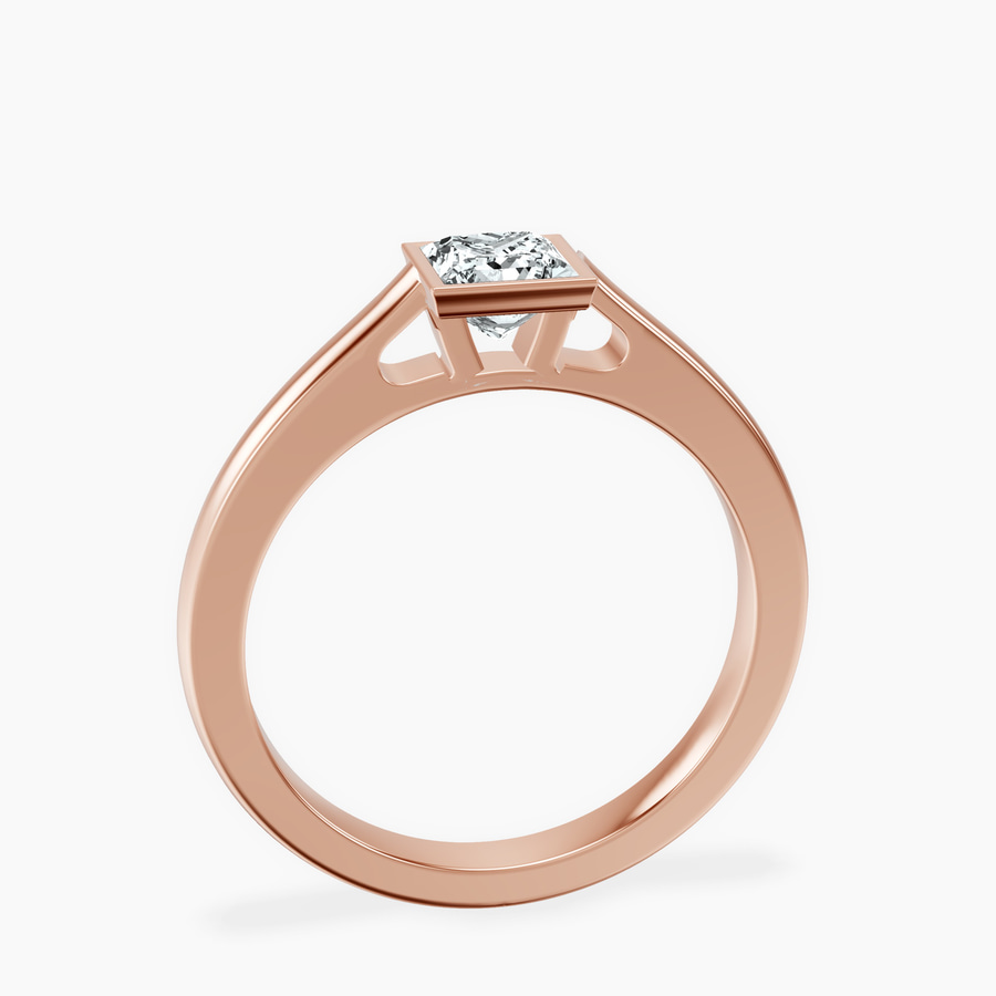 10kt Rose Gold Bezel Set Solitaire Lab Diamond Ring side right image one