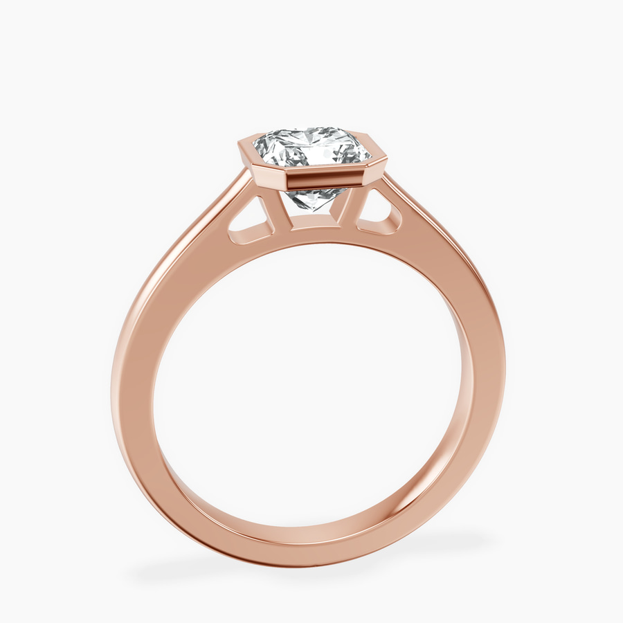 14kt Rose Gold Bezel Set Solitaire Lab Diamond Ring side right image one