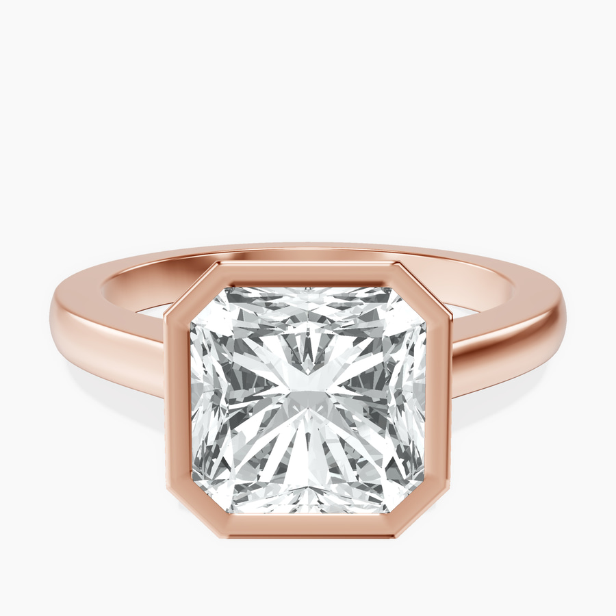 14kt Rose Gold Bezel Set Solitaire Lab Diamond Ring front image