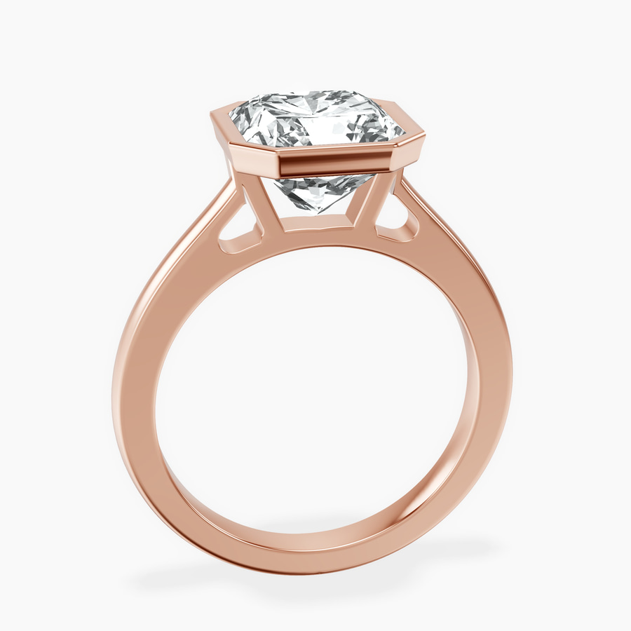18kt Rose Gold Bezel Set Solitaire Lab Diamond Ring side right image one