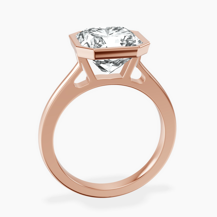 14kt Rose Gold Bezel Set Solitaire Lab Diamond Ring side right image one