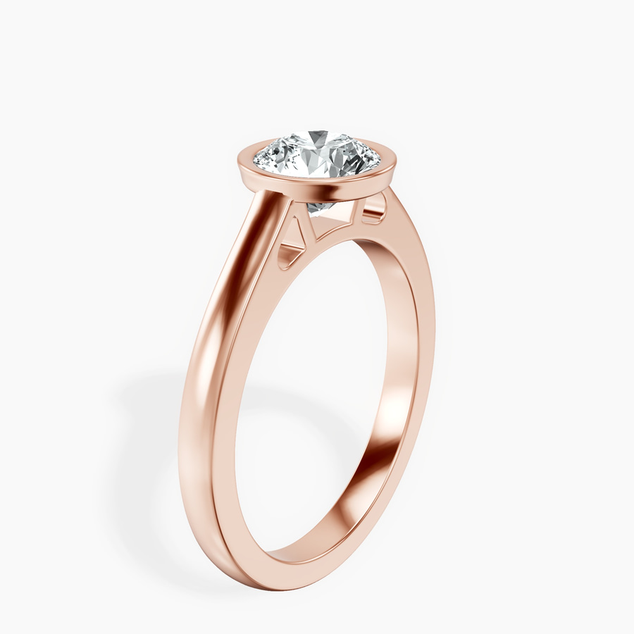 14kt Rose Gold Bezel Set Solitaire Lab Diamond Ring standing product image one