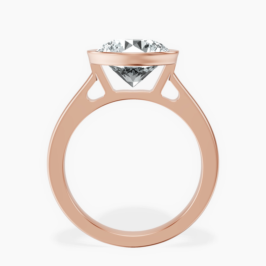 10kt Rose Gold Bezel Set Solitaire Lab Diamond Ring side right image one