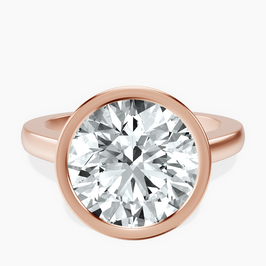 14kt Rose Gold Bezel Set Solitaire Lab Diamond Ring front image