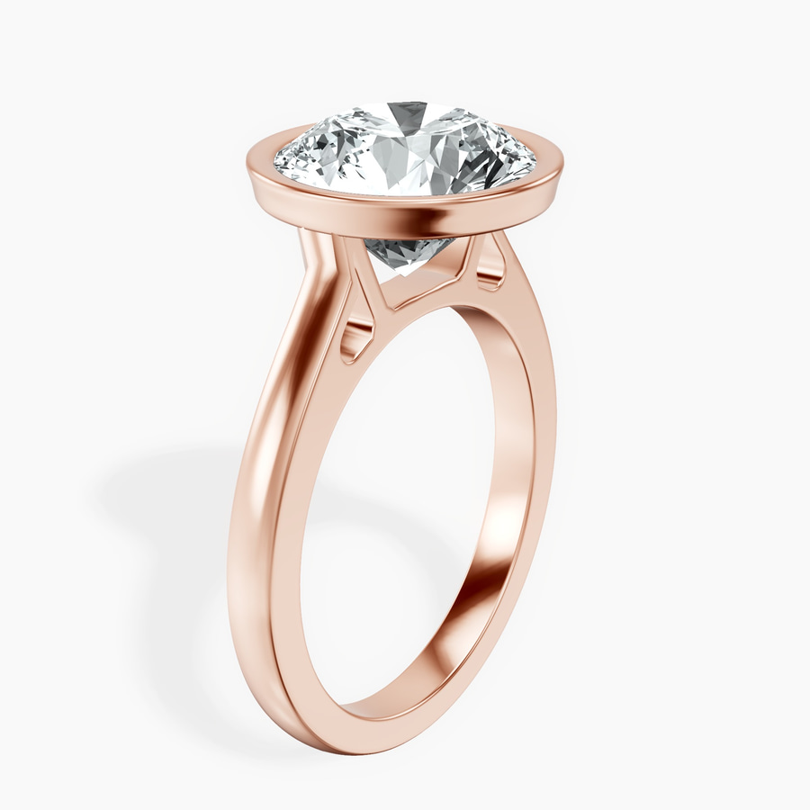 14kt Rose Gold Bezel Set Solitaire Lab Diamond Ring standing product image one