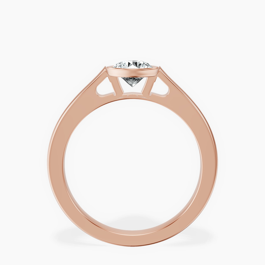 14kt Rose Gold Bezel Set Solitaire Lab Diamond Ring side right image one