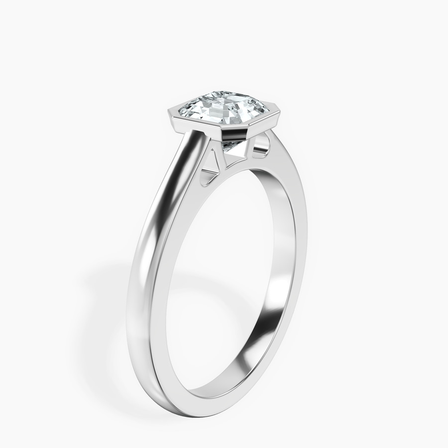 Platinum Bezel Set Solitaire Lab Diamond Ring standing product image one