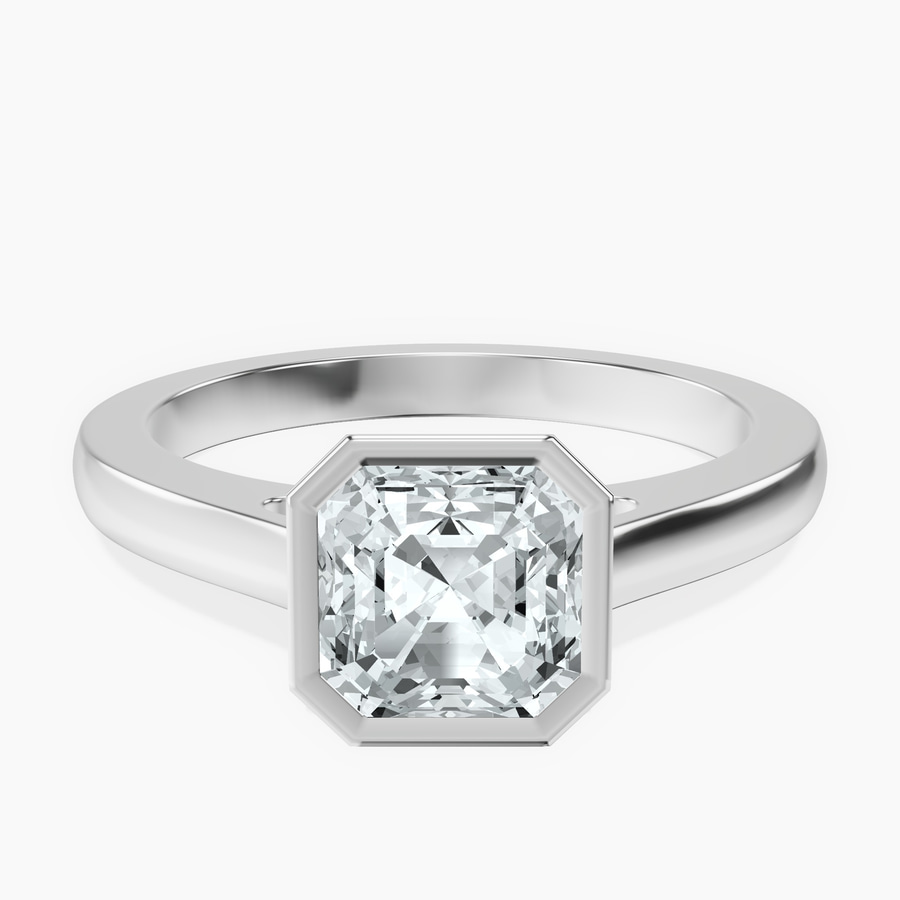 Platinum Bezel Set Solitaire Lab Diamond Ring front image