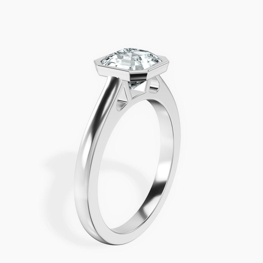 Platinum Bezel Set Solitaire Lab Diamond Ring standing product image one