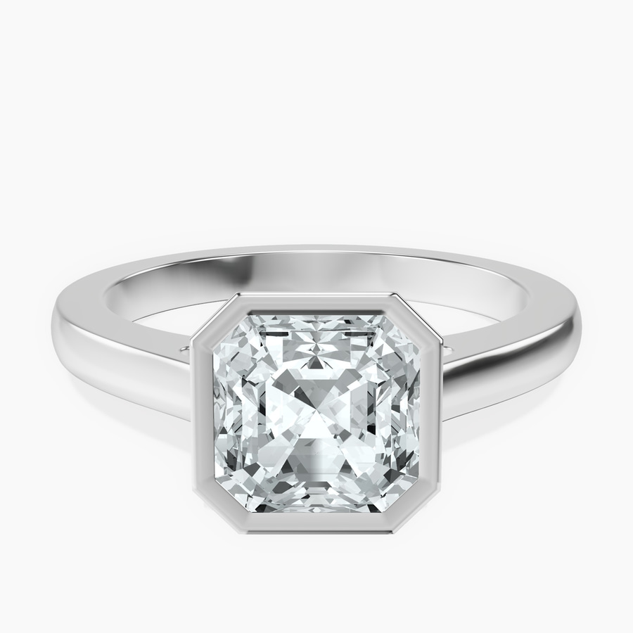 Platinum Bezel Set Solitaire Lab Diamond Ring front image