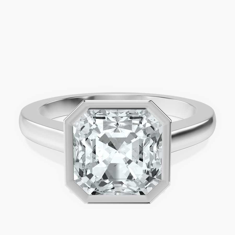 14kt White Gold Bezel Set Solitaire Lab Diamond Ring front image