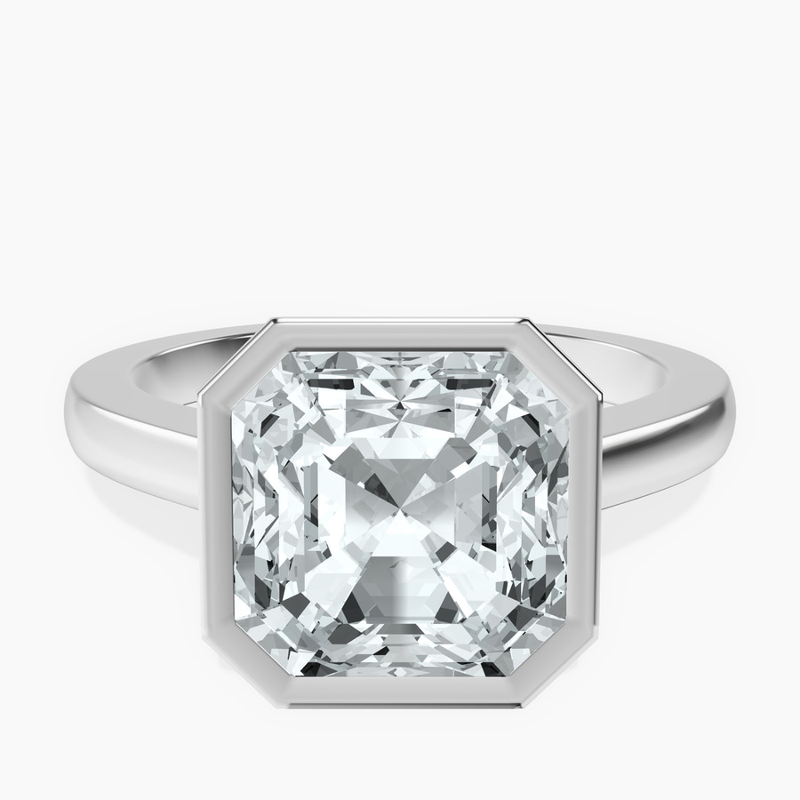 14kt White Gold Bezel Set Solitaire Lab Diamond Ring front image