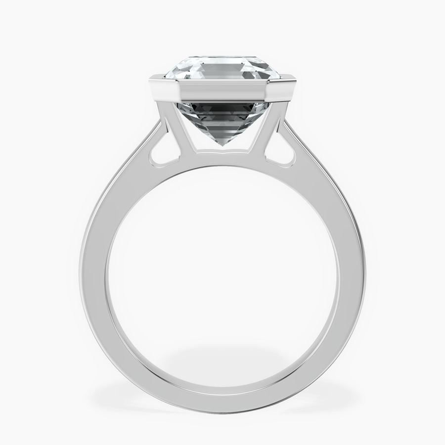 14kt White Gold Bezel Set Solitaire Lab Diamond Ring side right image one