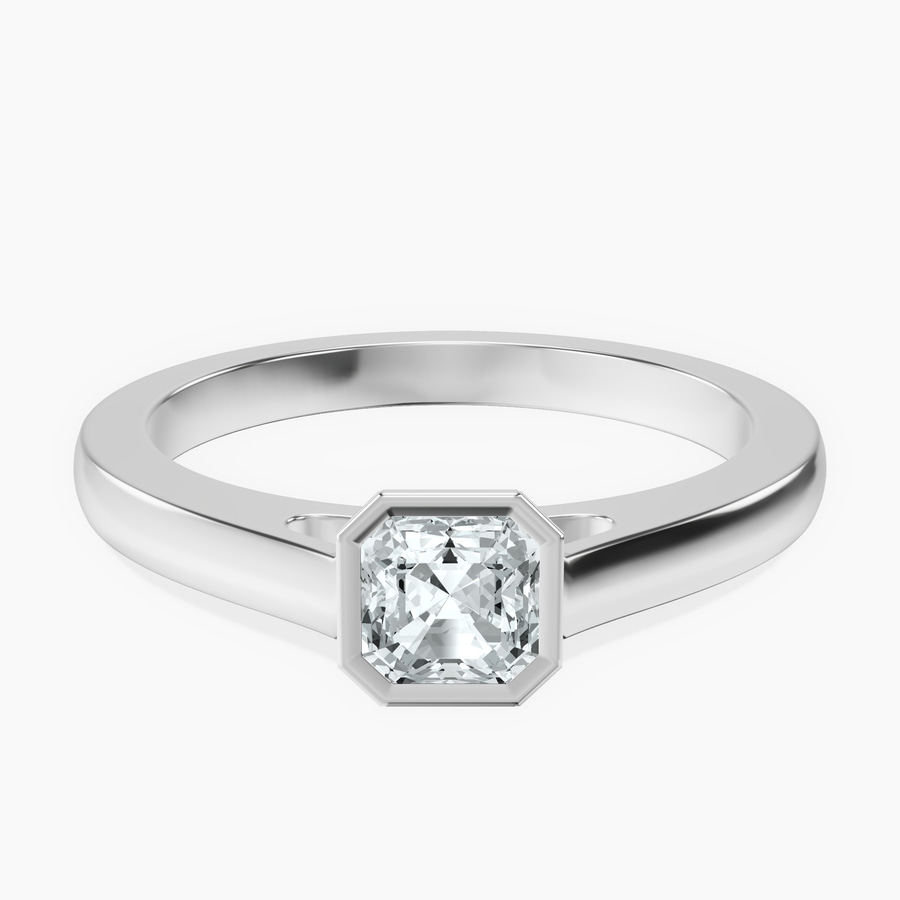 Platinum Bezel Set Solitaire Lab Diamond Ring front image
