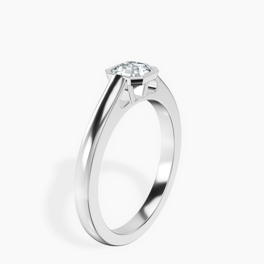 Platinum Bezel Set Solitaire Lab Diamond Ring standing product image one