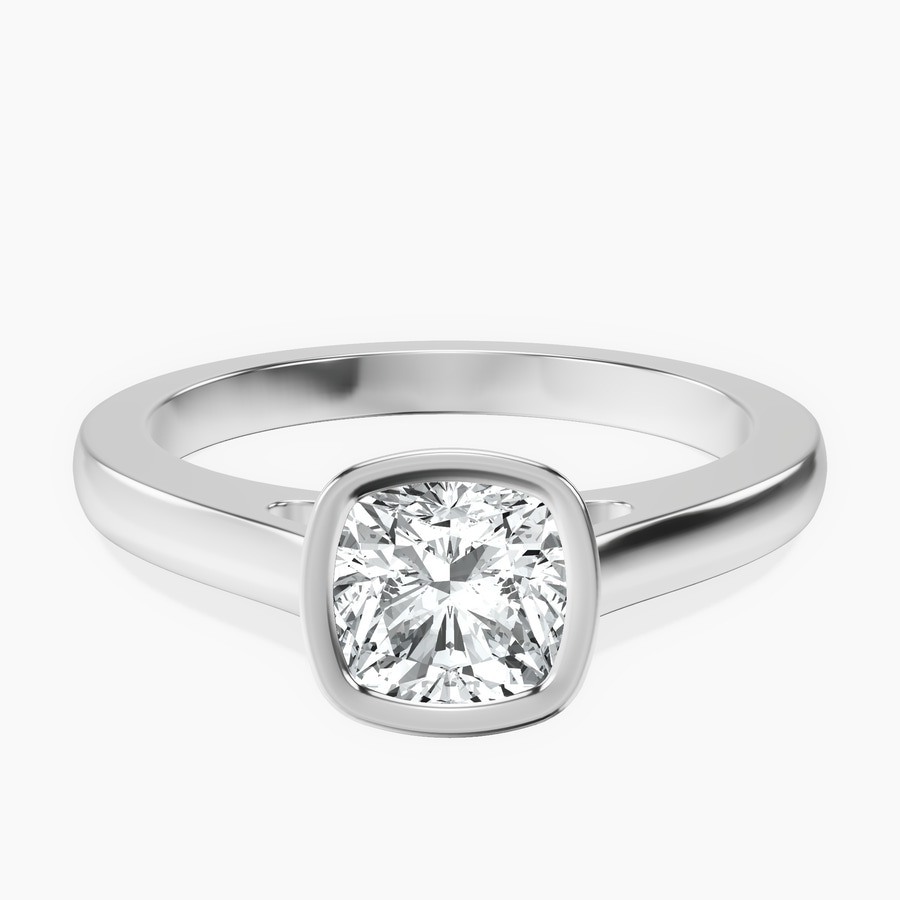10kt White Gold Bezel Set Solitaire Lab Diamond Ring front image