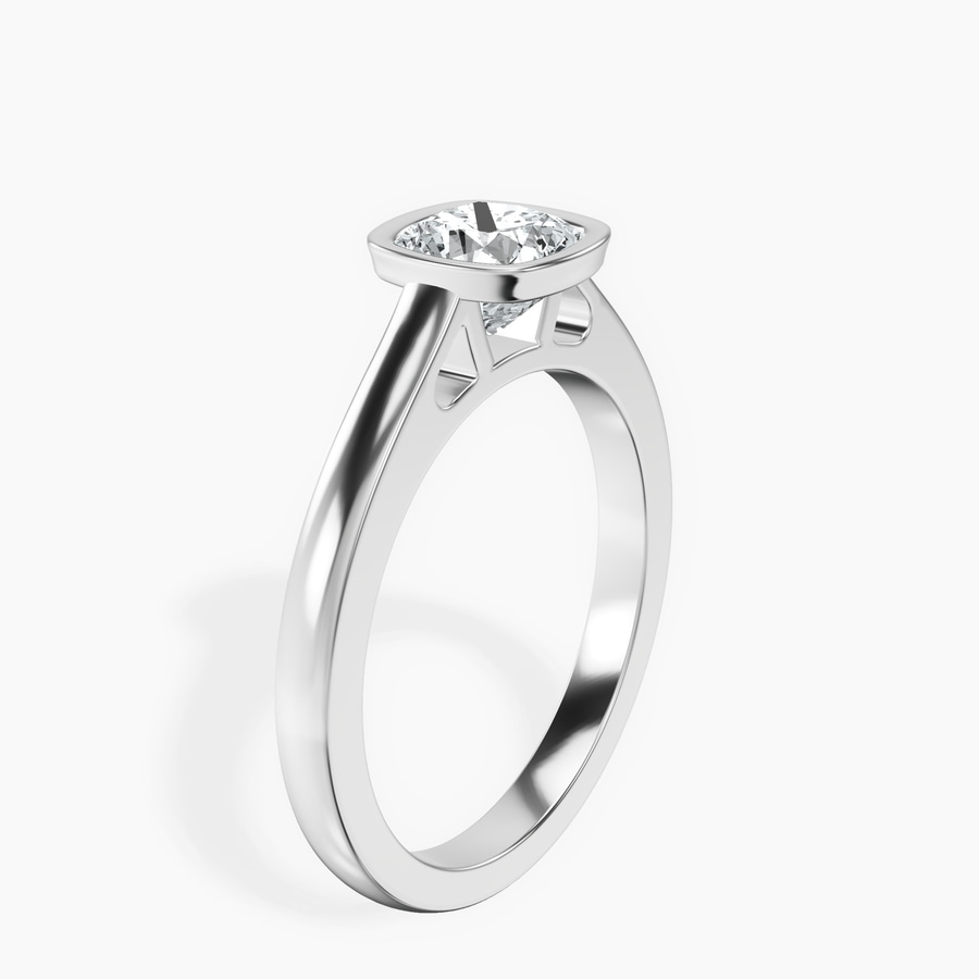 Platinum Bezel Set Solitaire Lab Diamond Ring standing product image one