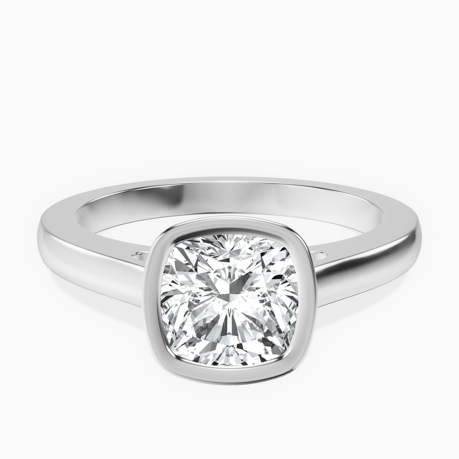 Platinum Bezel Set Solitaire Lab Diamond Ring front image