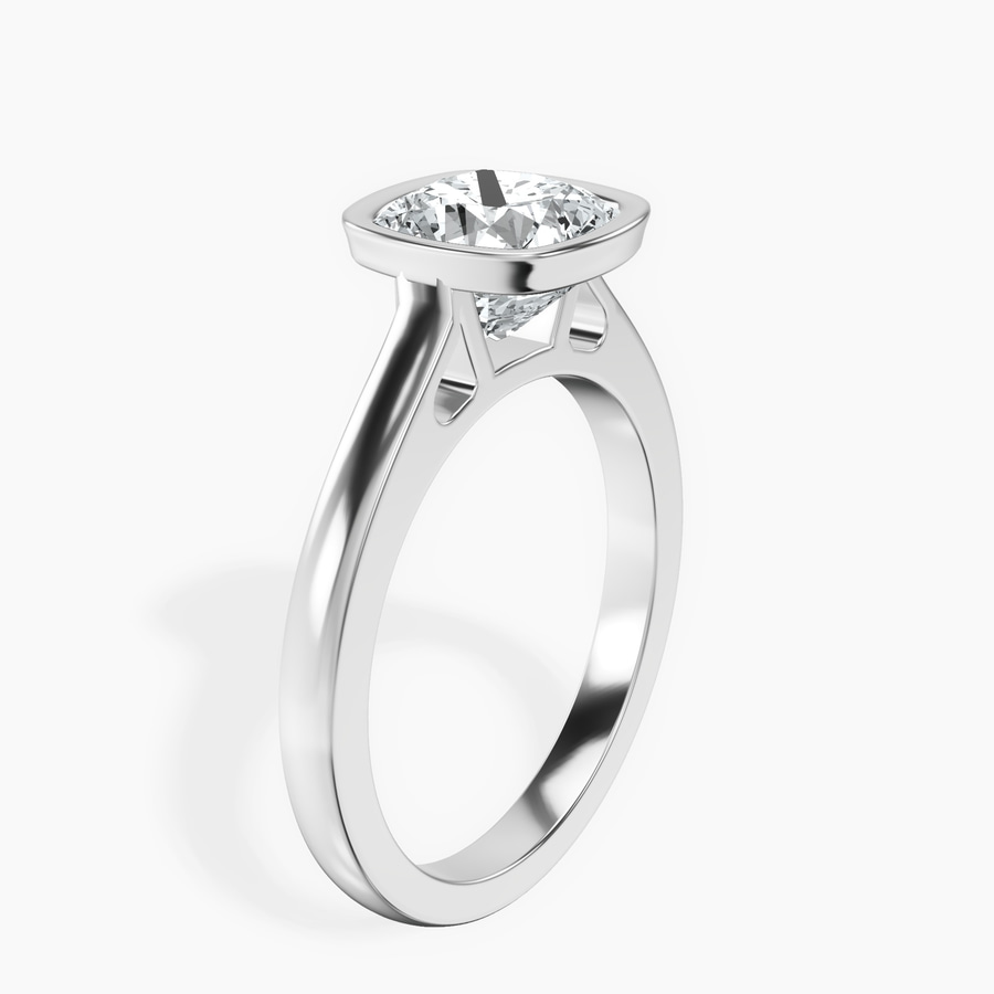 Platinum Bezel Set Solitaire Lab Diamond Ring standing product image one