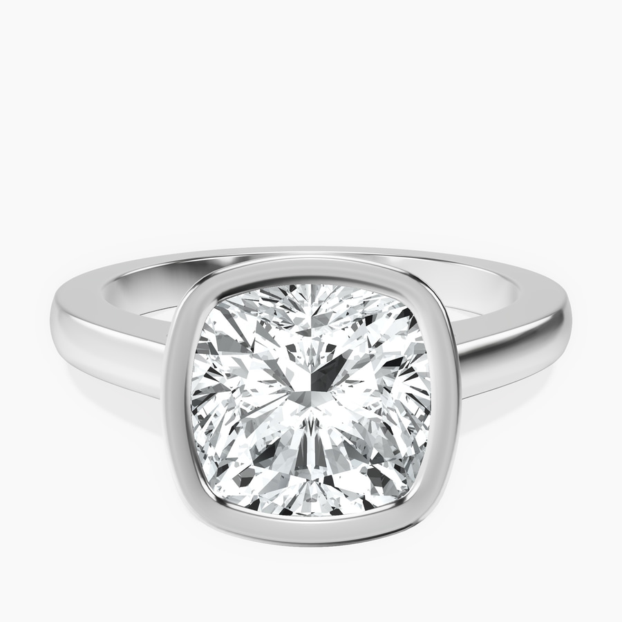 10kt White Gold Bezel Set Solitaire Lab Diamond Ring front image