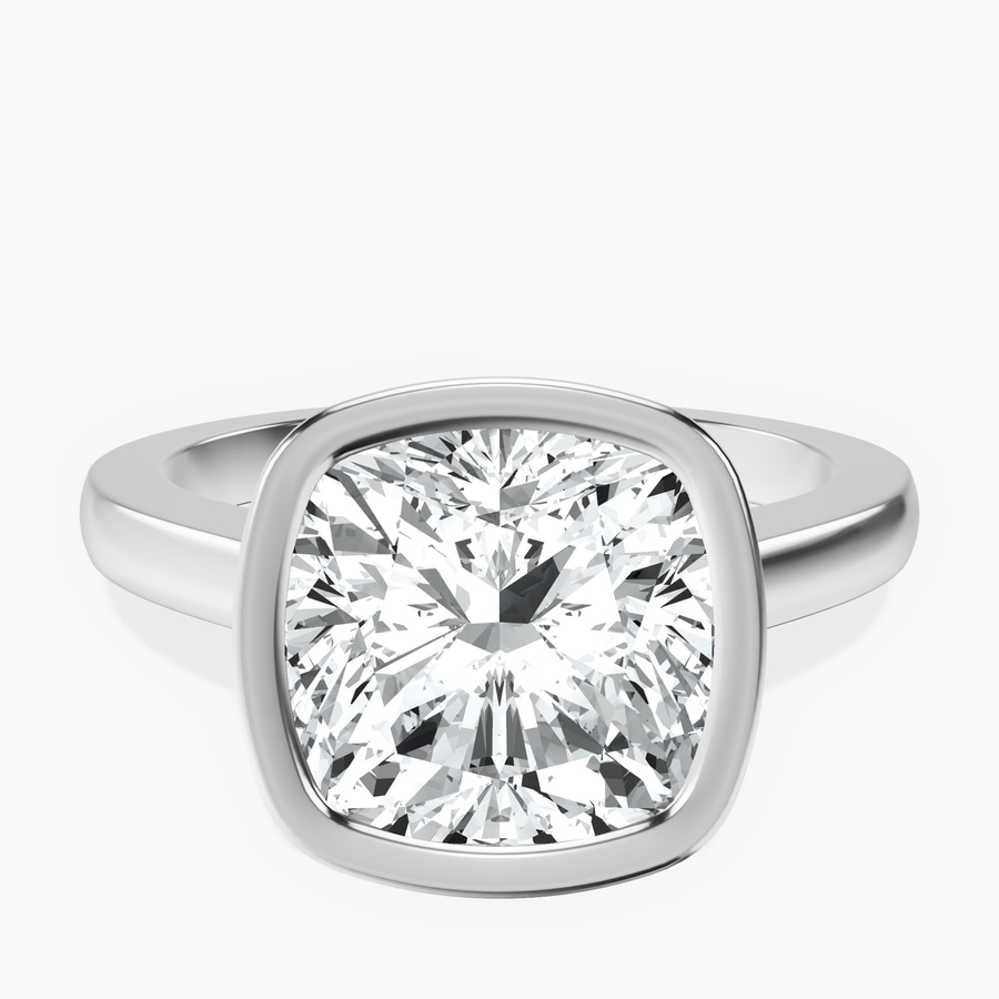 Platinum Bezel Set Solitaire Lab Diamond Ring front image