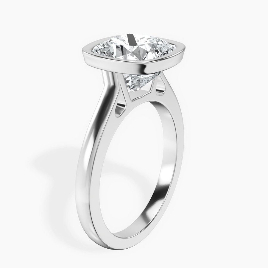 Platinum Bezel Set Solitaire Lab Diamond Ring standing product image one