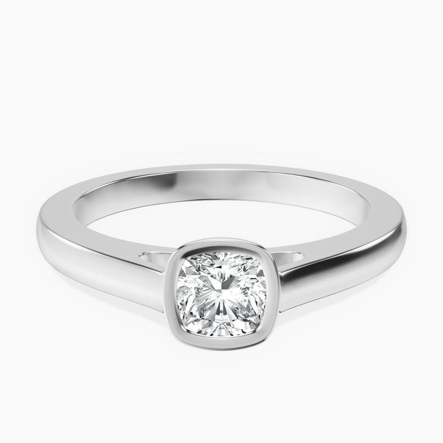 Platinum Bezel Set Solitaire Lab Diamond Ring front image