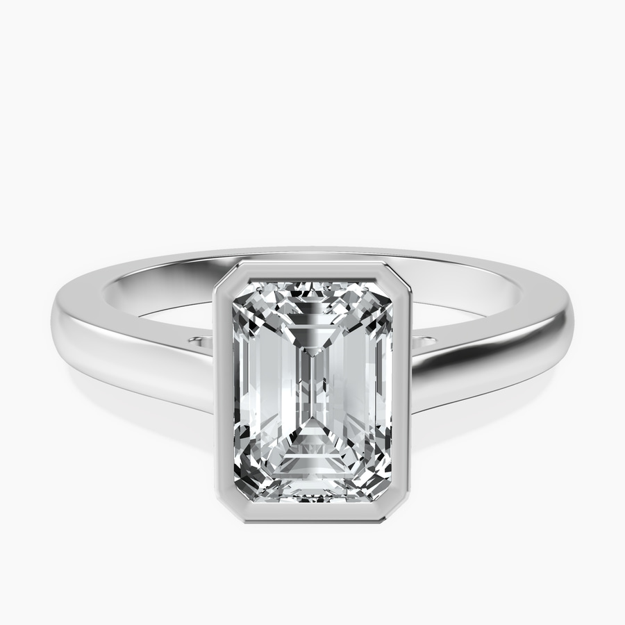 Platinum Bezel Set Solitaire Lab Diamond Ring front image