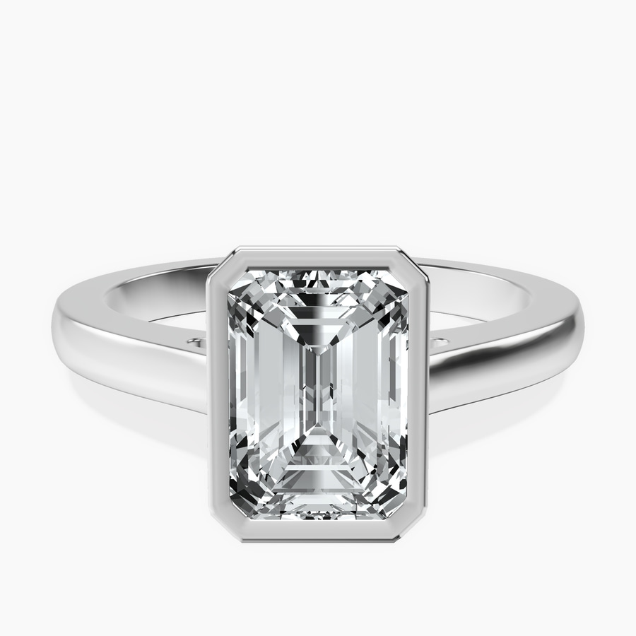 14kt White Gold Bezel Set Solitaire Lab Diamond Ring front image