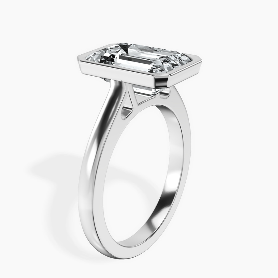 Platinum Bezel Set Solitaire Lab Diamond Ring standing product image one