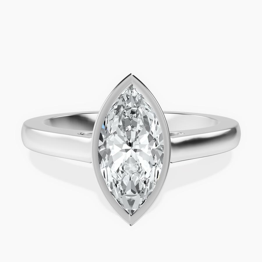 14kt White Gold Bezel Set Solitaire Lab Diamond Ring front image