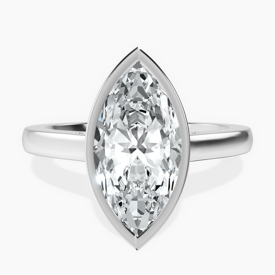18kt White Gold Bezel Set Solitaire Lab Diamond Ring front image