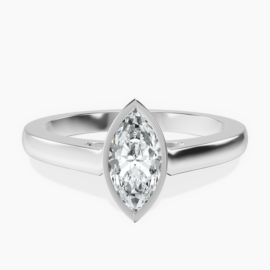 18kt White Gold Bezel Set Solitaire Lab Diamond Ring front image