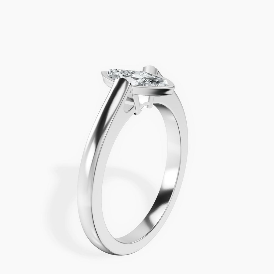 Platinum Bezel Set Solitaire Lab Diamond Ring standing product image one