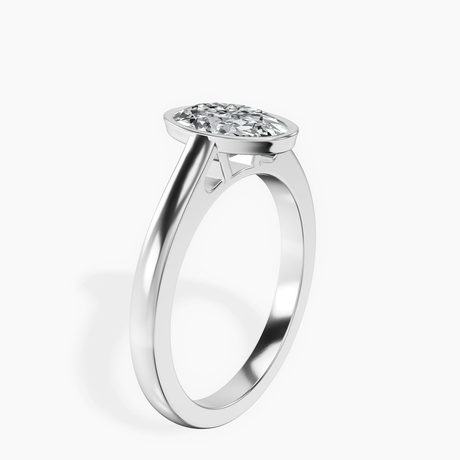 Platinum Bezel Set Solitaire Lab Diamond Ring standing product image one