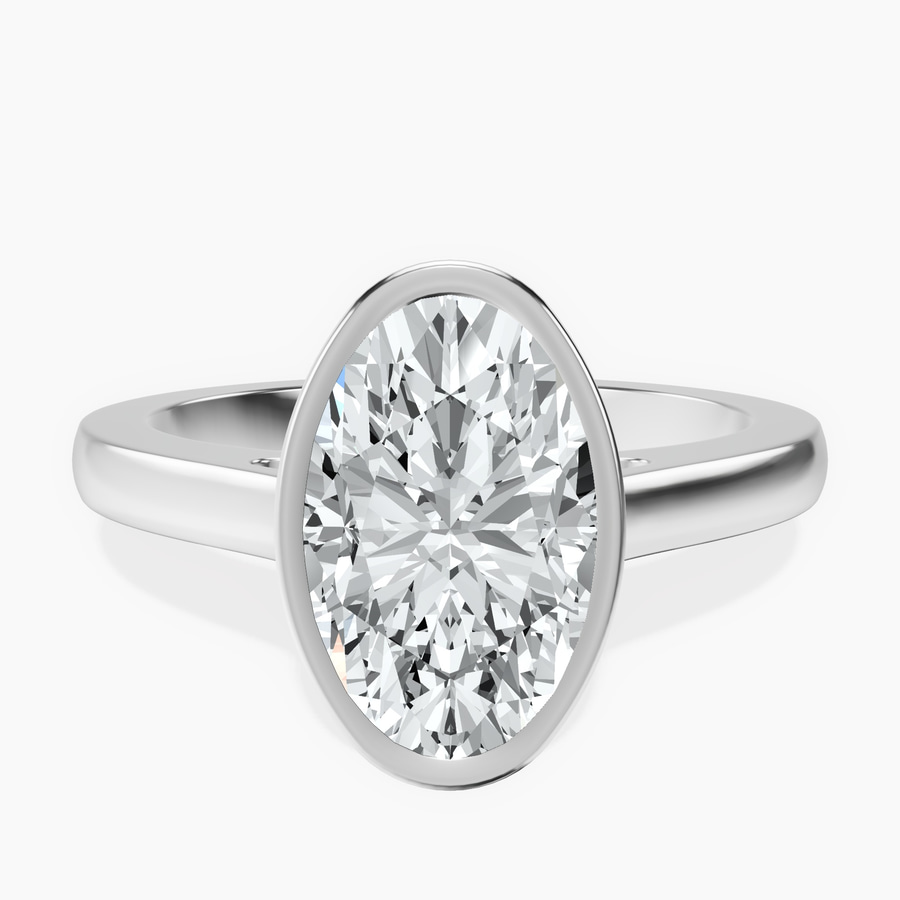 Platinum Bezel Set Solitaire Lab Diamond Ring front image