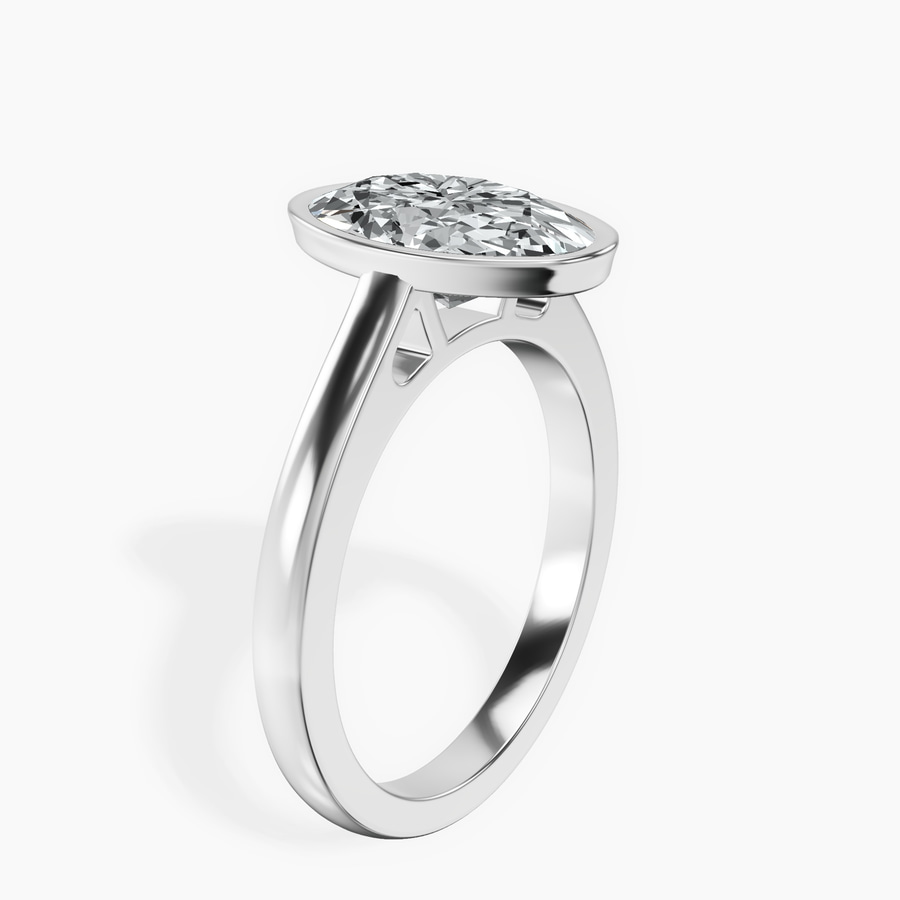 Platinum Bezel Set Solitaire Lab Diamond Ring standing product image one