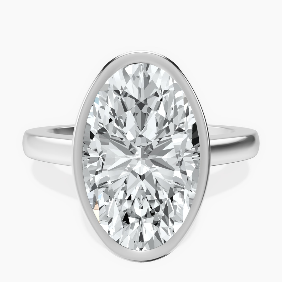 Platinum Bezel Set Solitaire Lab Diamond Ring front image