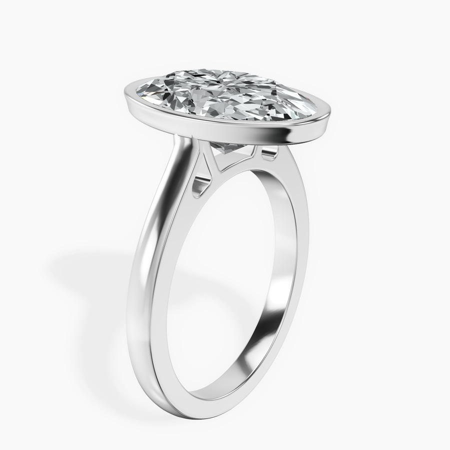 Platinum Bezel Set Solitaire Lab Diamond Ring standing product image one