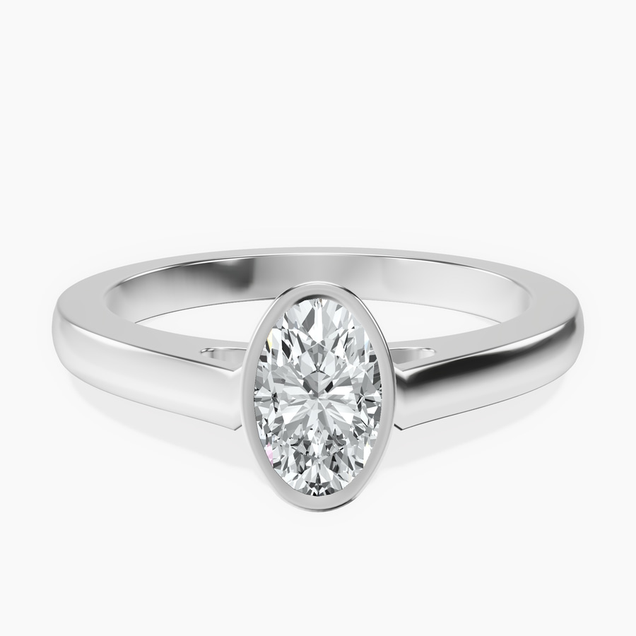 14kt White Gold Bezel Set Solitaire Lab Diamond Ring front image