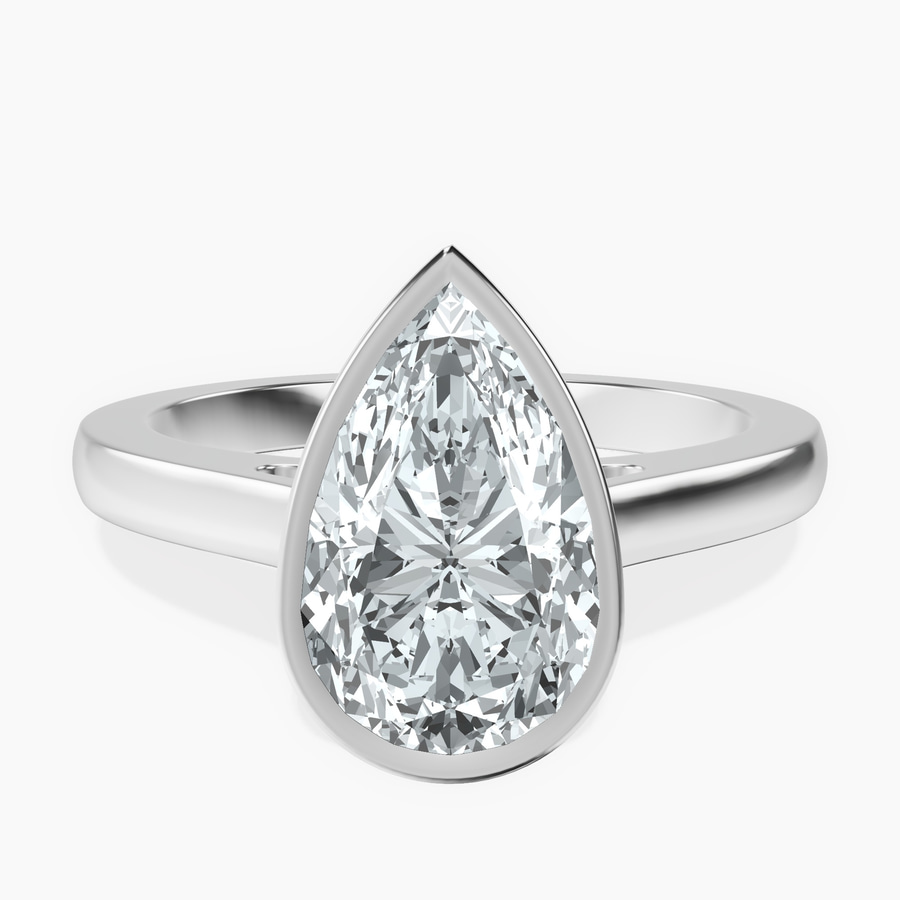 14kt White Gold Bezel Set Solitaire Lab Diamond Ring front image