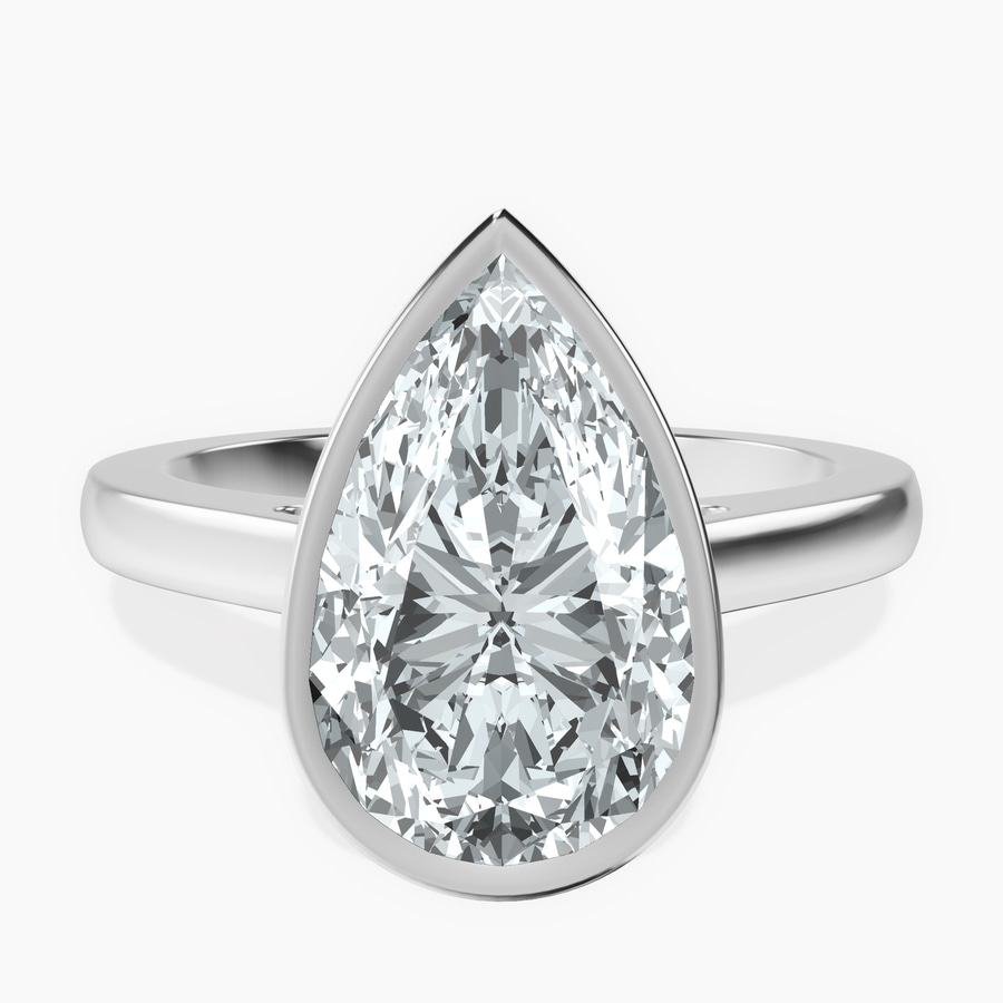10kt White Gold Bezel Set Solitaire Lab Diamond Ring front image