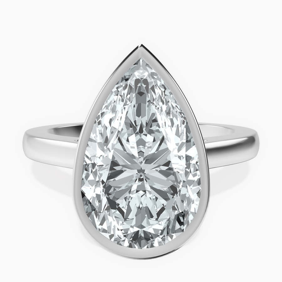 Platinum Bezel Set Solitaire Lab Diamond Ring front image