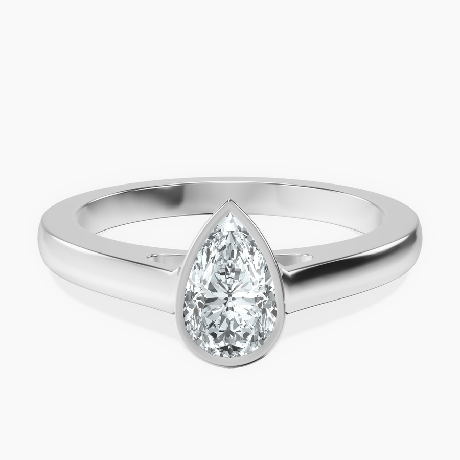 14kt White Gold Bezel Set Solitaire Lab Diamond Ring front image