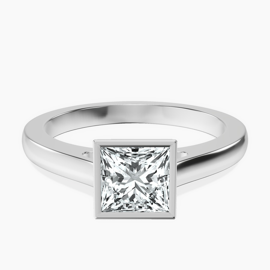 18kt White Gold Bezel Set Solitaire Lab Diamond Ring front image