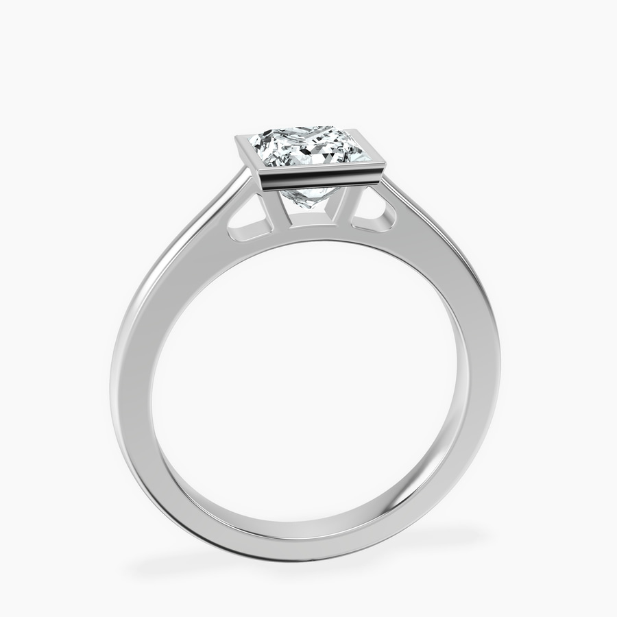 18kt White Gold Bezel Set Solitaire Lab Diamond Ring side right image one