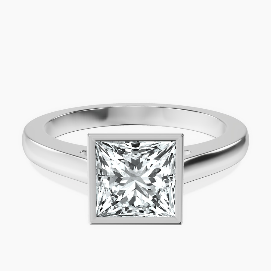 Platinum Bezel Set Solitaire Lab Diamond Ring front image
