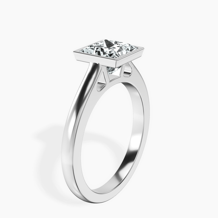 Platinum Bezel Set Solitaire Lab Diamond Ring standing product image one